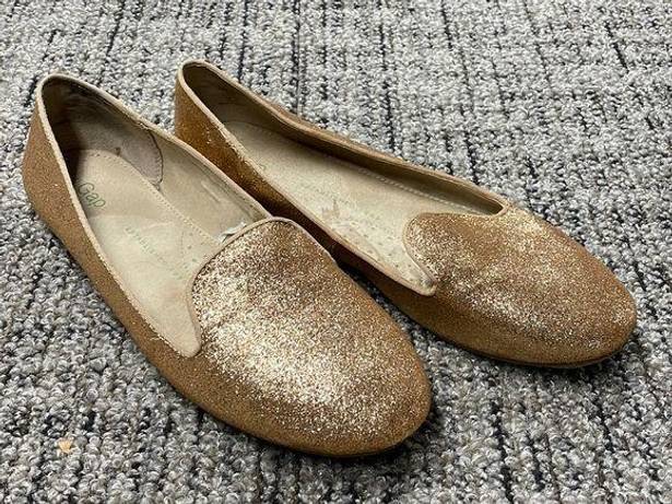 Gap Gently Used  Gold Glitter Loafer Size 7.5