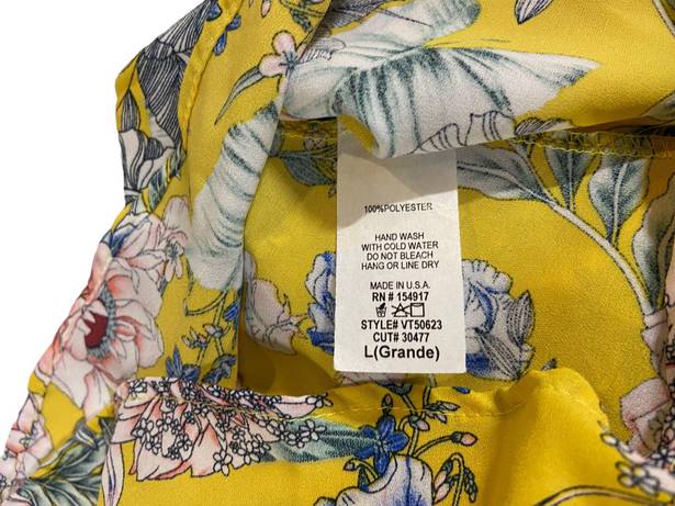 Hyped Unicorn Cold Shoulder Blouse Yellow Size L Bohemian Coastal Cottage Floral