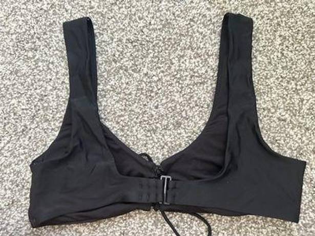 Aerie Scoop Tie Front Bikini Top Black Size Large