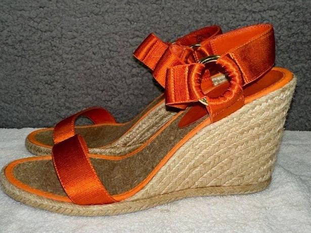 Ralph Lauren Lauren  Shoes Women's 7.5B Indigo Orange Espadrille Wedge Ankle