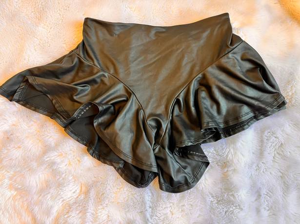 SheIn Sexy Ruffle Hem Pleather-like Shorts