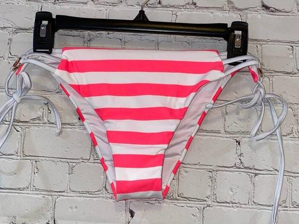 Relleciga NWT  Striped Hot Pink & White Tie Bikini