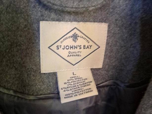 St. John’s Bay St John's Bay Gray Double Breasted‎ Pea Wool Blend Coat Size Large