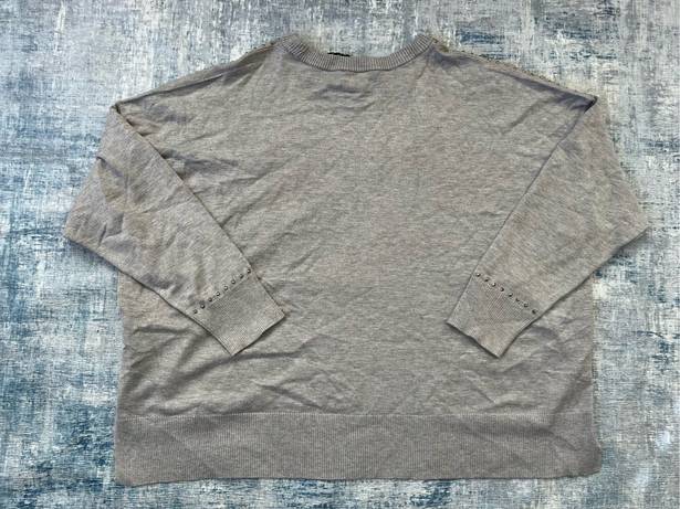 DKNY NWT!  Gray Studded Crew Neck Pullover Sweater XL