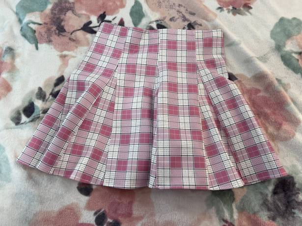 French Kiss Pink Plaid Skirt