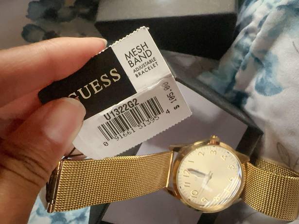 GUESS gold tone analog watch MESH BAND ADJUSTABLE BRACELET 