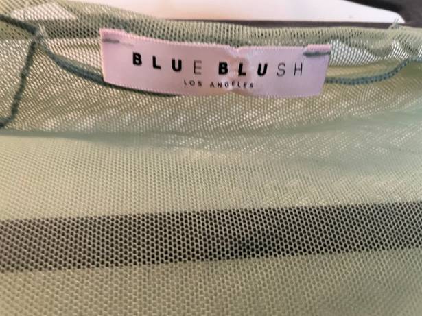 Blue Blush Green Mesh Top