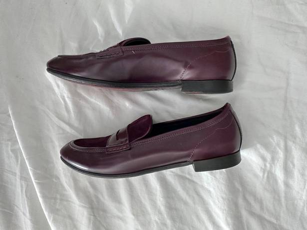 Rag and Bone Dina leather penny loafers in burgundy Bordeaux color 