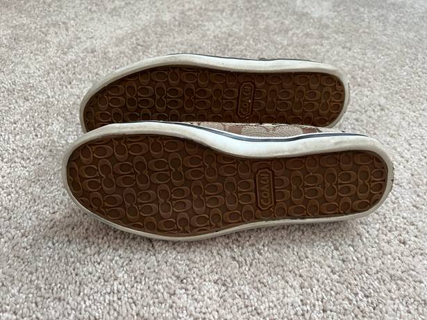 Coach Brown Beige Tan Sneakers Slip Ons