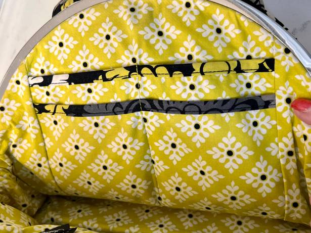 Vera Bradley Retired Yellow Black "Baroque" Eloise Kisslock Satchel Handbag