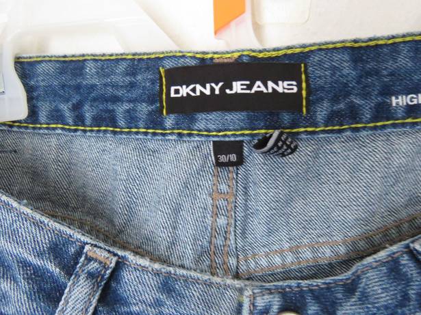 DKNY JEAN KENT HIGH RISE STRAIGHT LEG RAW HEM COTTON ANKLE LENGTH