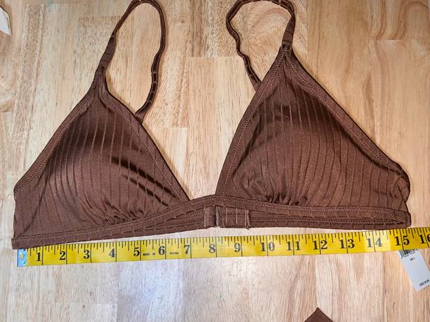 Aerie Large 2 Piece  Ribbed Shine Crossover High Cut Cheeky Bikini Top & Bottom