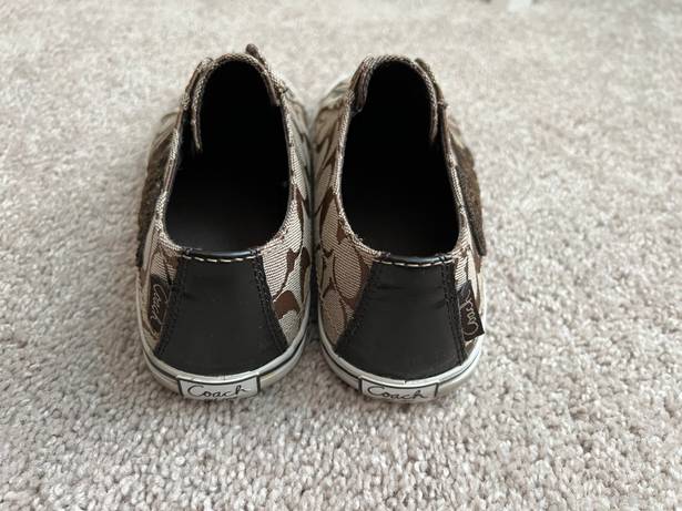 Coach Brown Beige Tan Sneakers Slip Ons