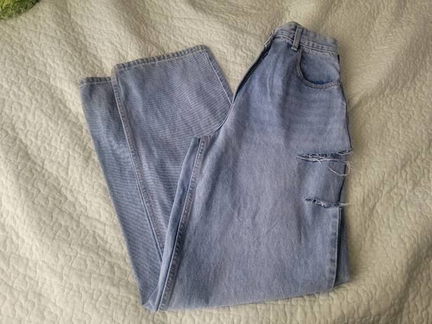 Pretty Little Thing  NEW Light Blue Wash Asymmetric Waistband Baggy Low Rise, Size 4