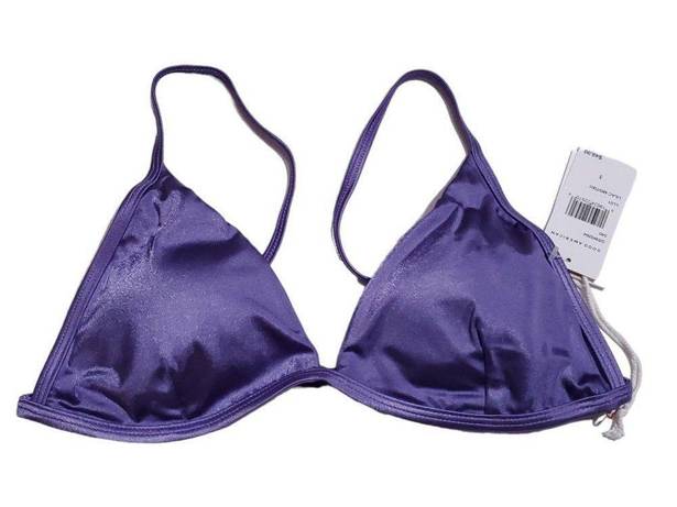 Good American  Support Bikini Top Purple Lilac Shine Size 3 Large String Triangle