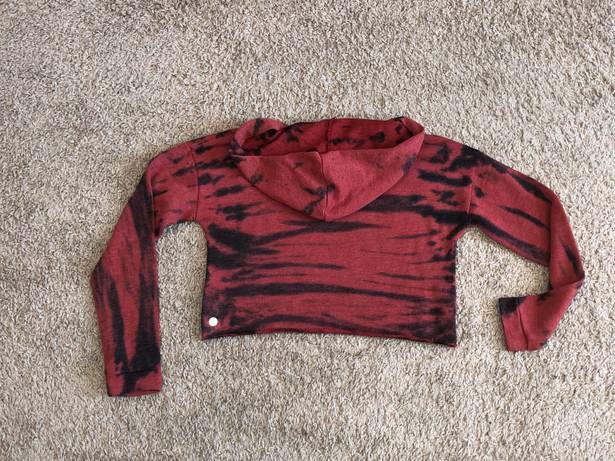 Z By Zella Sz M Awesome Cropped Hoodie Top In A Red Animal Print