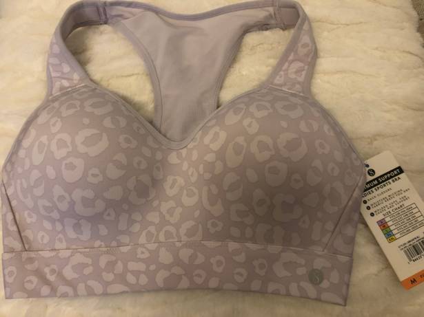 Layer8 NEW Maximum Support Ladies Sports Bra Lavender Cheetah Medium M 32c 34b 36a