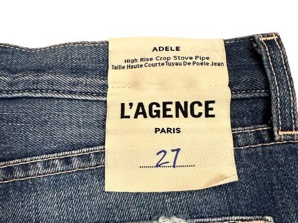 L'Agence NEW  Adele Rigid Slim Stovepipe Jeans Newberry Distressed Crop
