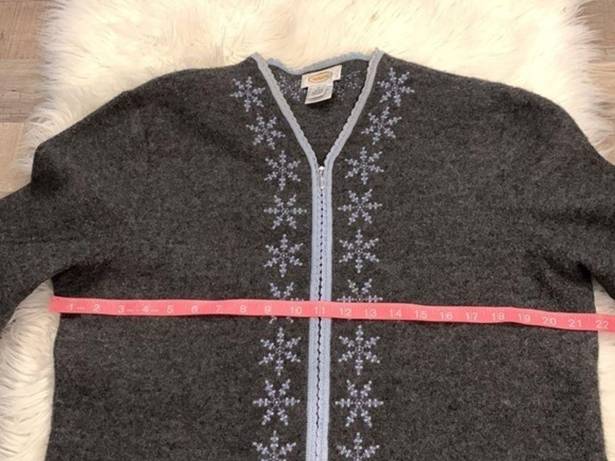 Talbots  vintage wool zip front embroidered cardigan sweater L