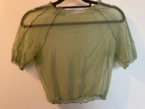 Blue Blush Green Mesh Top