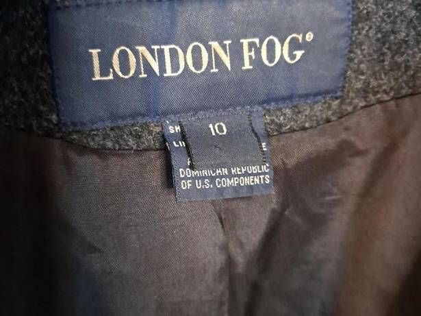 London Fog  100% Wool‎ Gray Pea Coat Size 10