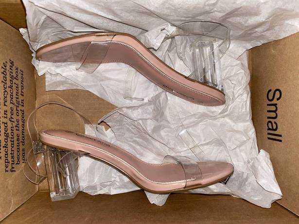 Shoe Land Nude/Clear Heels