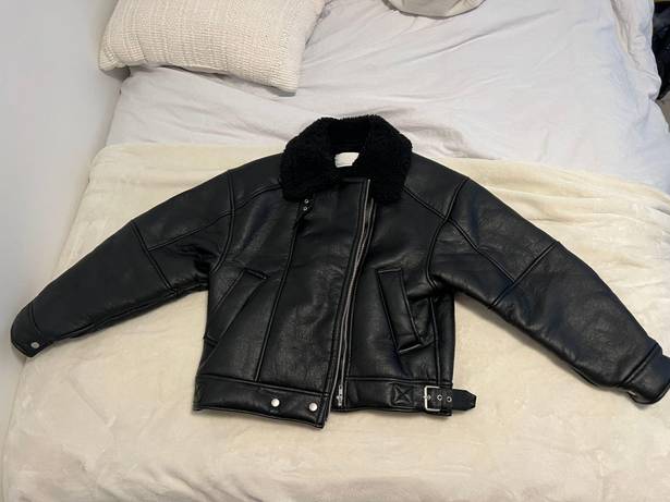 Oak + Fort  Leather Shearling Jacket 