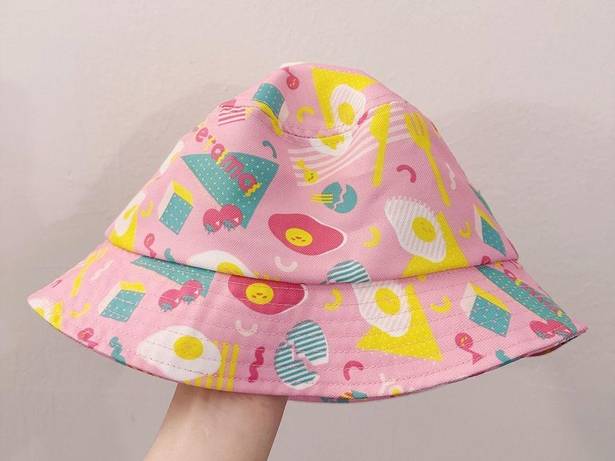 Sanrio Gudetama  Bucket Hat The Lazy Egg Pink Graphic Printed