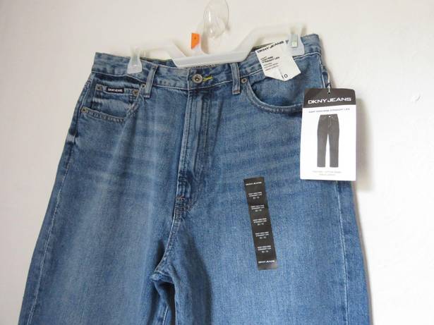 DKNY JEAN KENT HIGH RISE STRAIGHT LEG RAW HEM COTTON ANKLE LENGTH