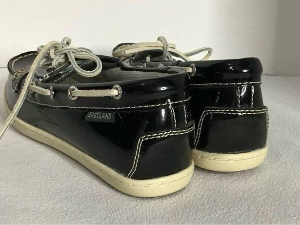 EastLand  Solid Black Womens Rosy Boat Shoes  Lace Up Leather Size 7M