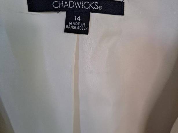 Chadwick's  White‎ Double Breasted Wool Blend Coat Size 14