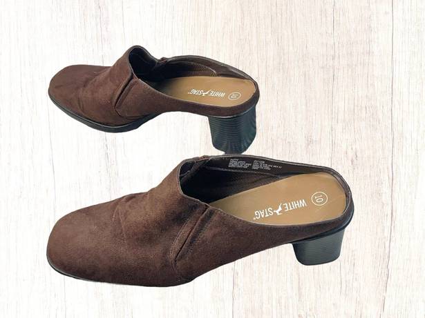 White Stag Vintage Chocolate Brown Fabric Mules/Clogs Wm 10