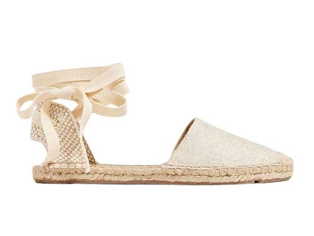 J.Crew  D'Orsay lace-up espadrilles Beige Gold 
Item AX839 Size 6.5 NWT