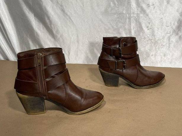 blowfish  Brown Leather Heeled Ankle Boots Women’s Size 6