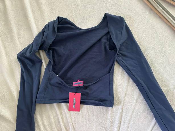 Edikted Blue Long Sleeve; Open Back