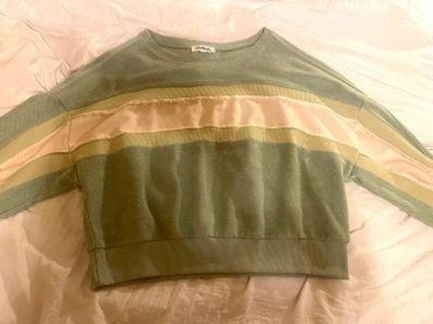 Listicle Green Distressed Sweater