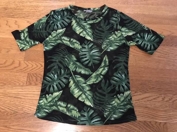 Sans Souci leaf print mesh t shirt size M