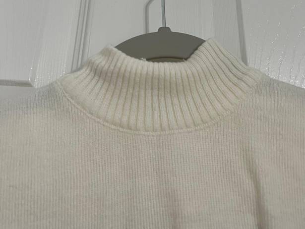 Boutique Crop Knit White Turtleneck 