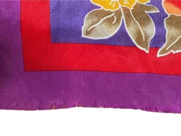 Oscar de la Renta  Silk Floral Scarf Vintage Purple Red