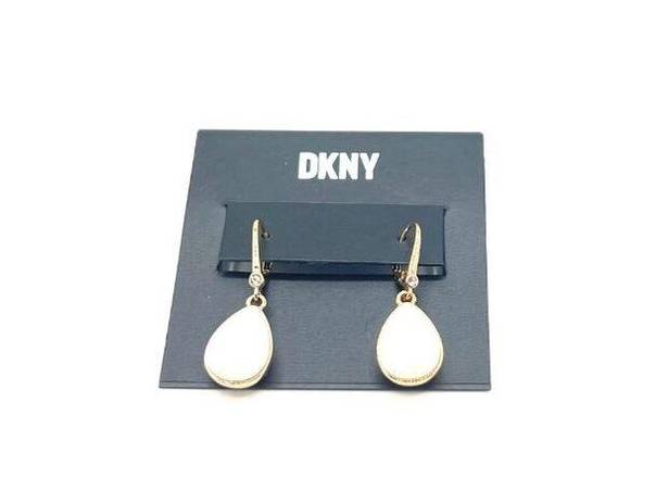 DKNY  Pave & Tear-Shape Stone Drop Earrings in Gold/White MSRP $32 NWT