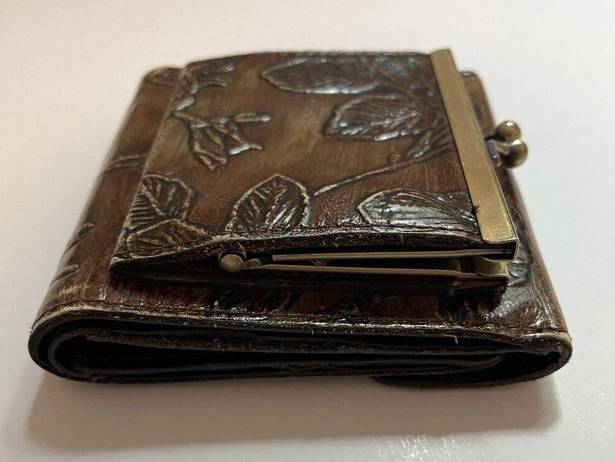 Patricia Nash  Brown Leather Floral Embossed Snap Close Wallet