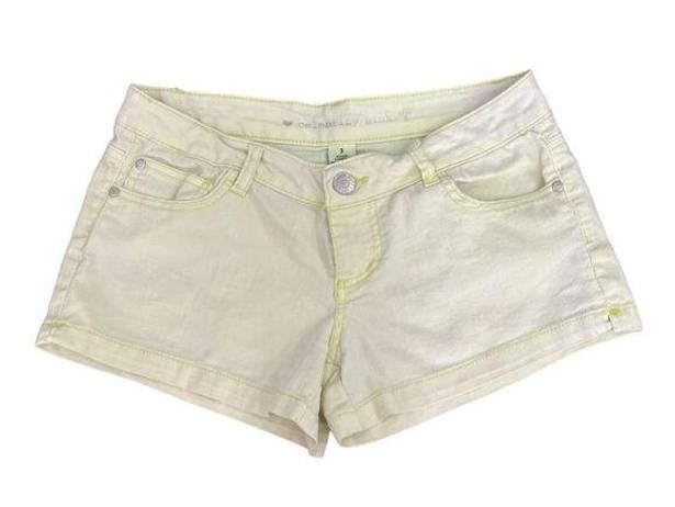 Celebrity Pink : pale yellow denim shorts