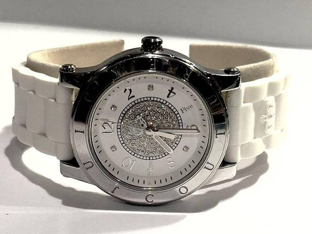 Juicy Couture  White Rubber Band Crystal Encrusted Dial Watch