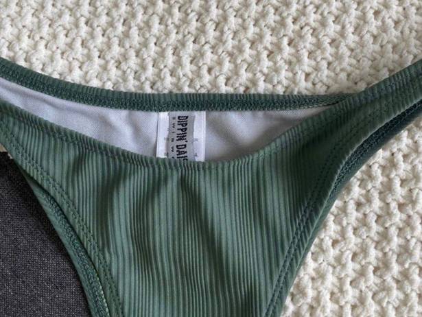 Ribbed Cheeky Bikini Bottoms Green Size M