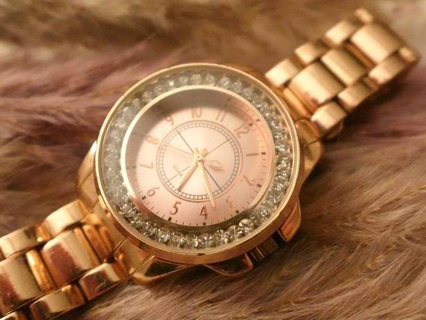 American Vintage Rose Gold Crystal Quartz Chunky Link Watch