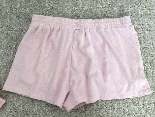 Stoney Clover Lane matching set baby pink terry cloth sweatshirt boxer short