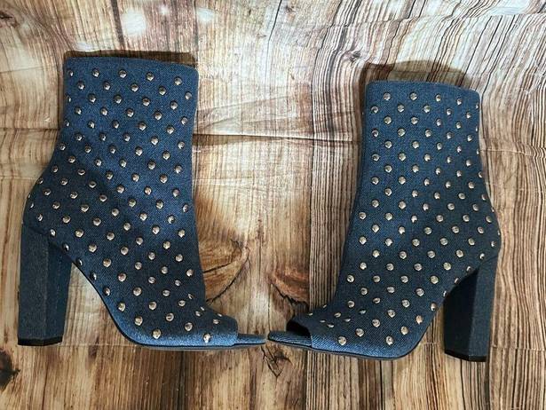 Jessica Simpson Elara Denim Open Toed Studded Booties