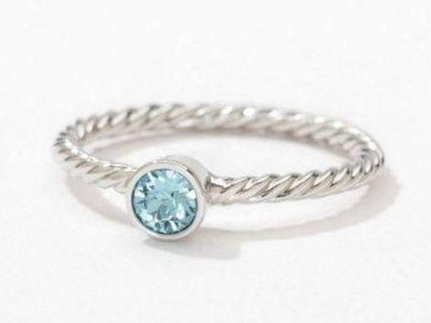 Krass&co Touchstone Crystal Swarovski  silver with aquamarine ring - size 5 - NEW