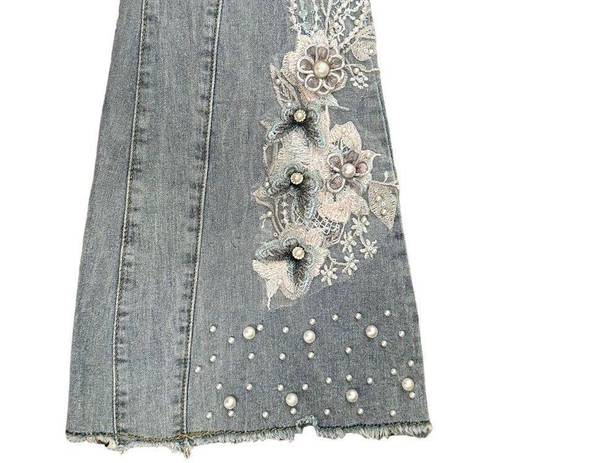 Venus  Floral Applique Wide Leg Flare Bootcut Jeans size 6