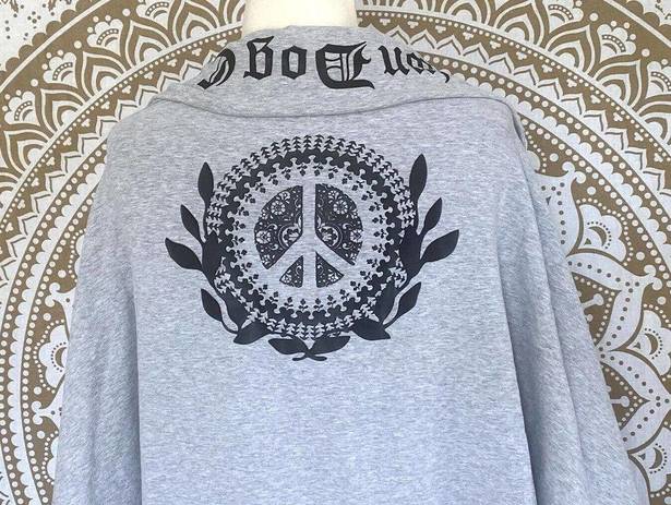 Juicy Couture Vintage Y2K Juicy Gray Down Dog Couture Floral Peace Sign Collared Shrug Size S